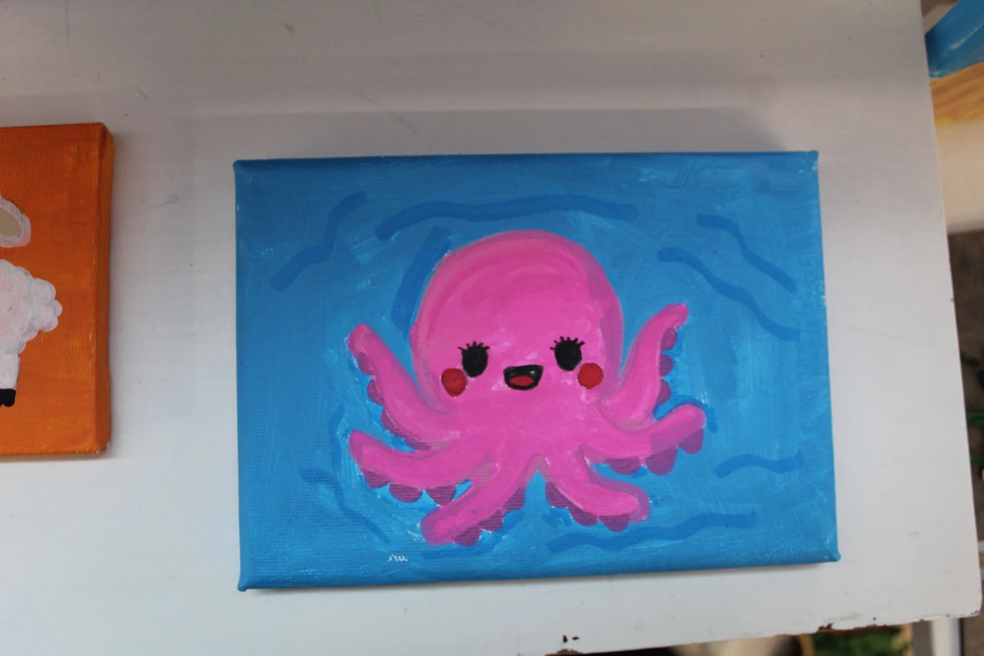 Adorable Pink Octopus Canvas Art