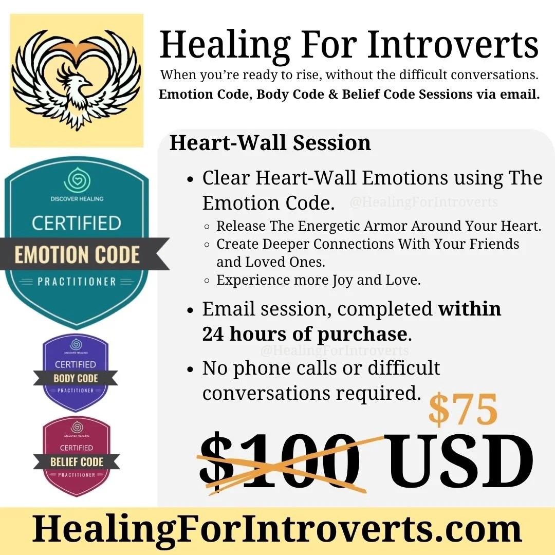 Promotional flyer for Healing For Introverts Heart-Wall Clearing sessions