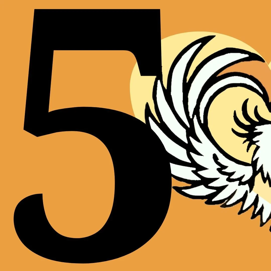 Number 5 with phoenix background
