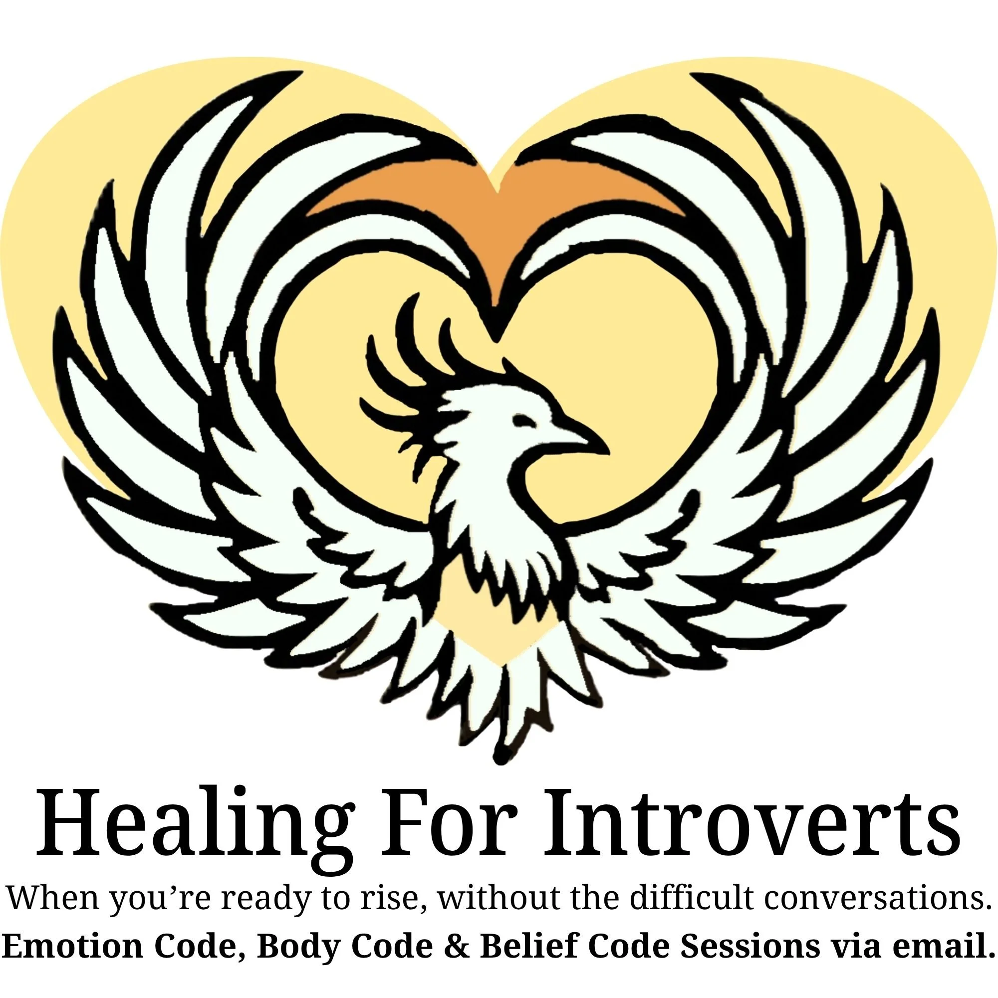A logo with a stylized abstract bird inside a heart shape made of black and white lines, with a yellow background.