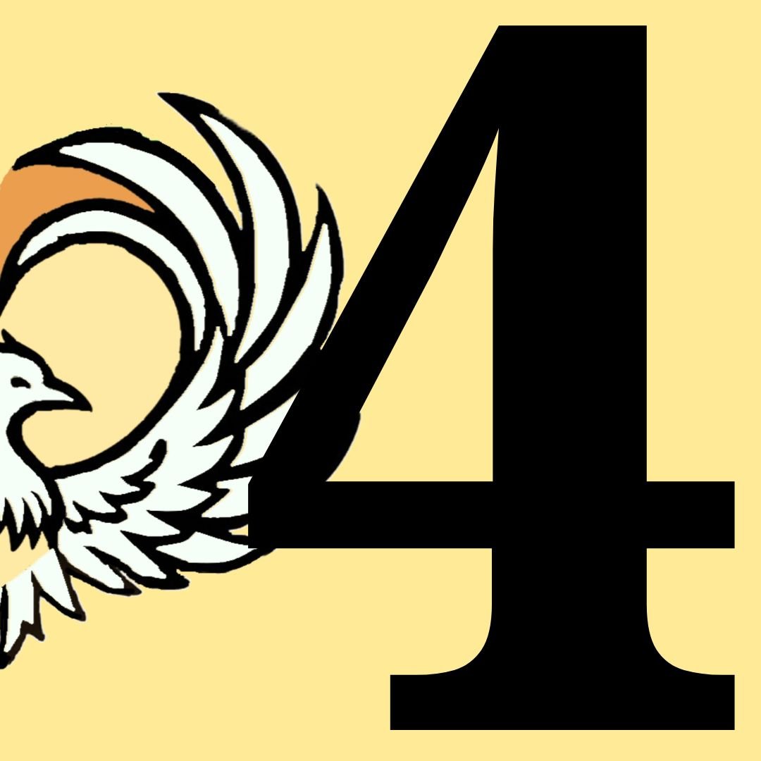Number 4 with phoenix background