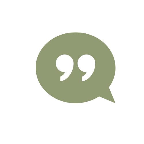 Gray speech bubble with quotation marks inside on black background