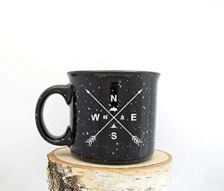 Coffee Mug - Arrow Compass - Speckled Color Mug - Campfire Collection - Screen Printed Mug