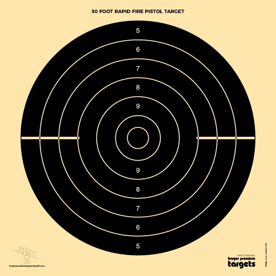 50 Foot International Sport Pistol Targets (Centerfire Pistol and Rapid Fire) (250/pk)