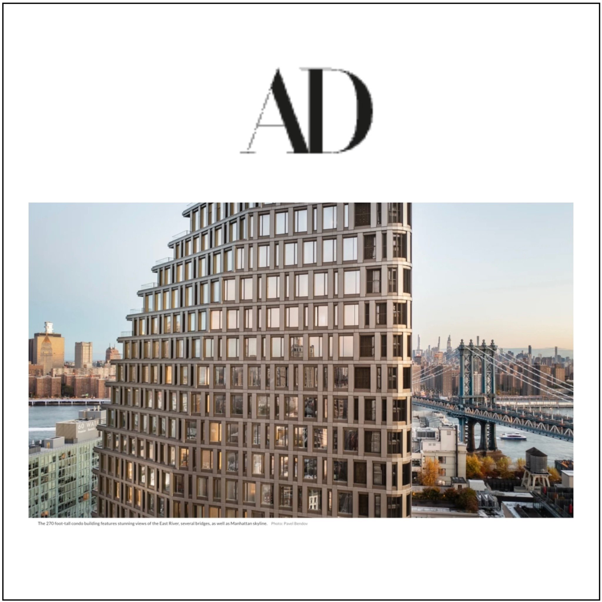 Olympia Dumbo inArchitectural Digest Pavel Bendov