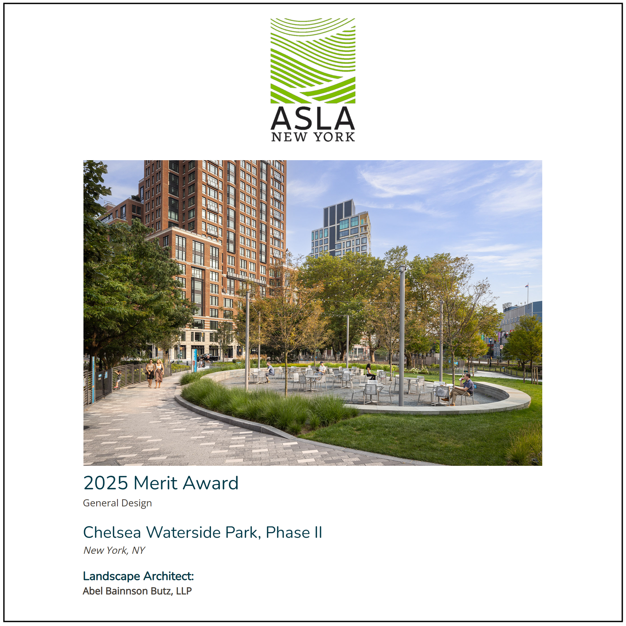Merit Award for Chelsea Waterside Park