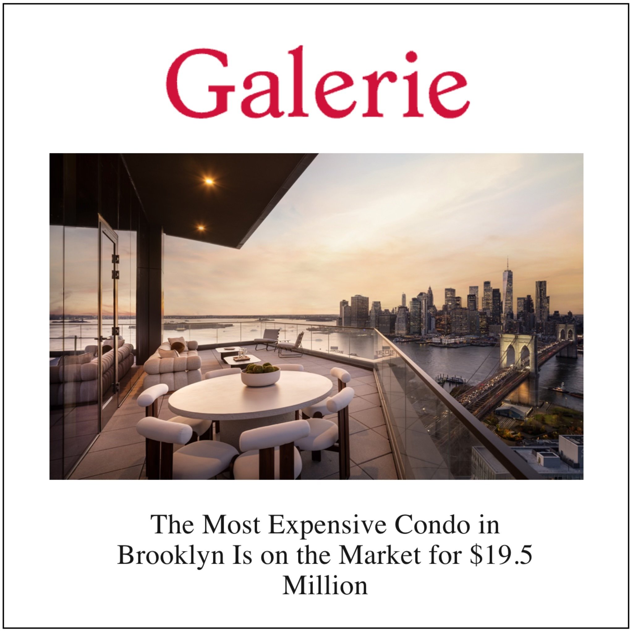 Penthouse B at Olympia Dumbo featured in Galerie Magazine