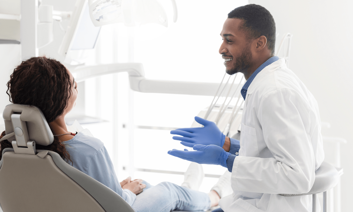 Doctor telling patient about peripheral artery disease treatment options.