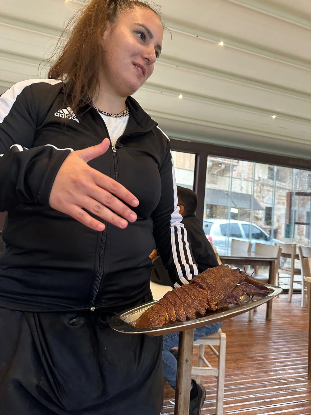 Maria showing us our lobster