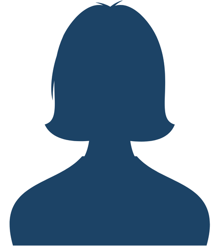 Silhouette of a person with short hair.
