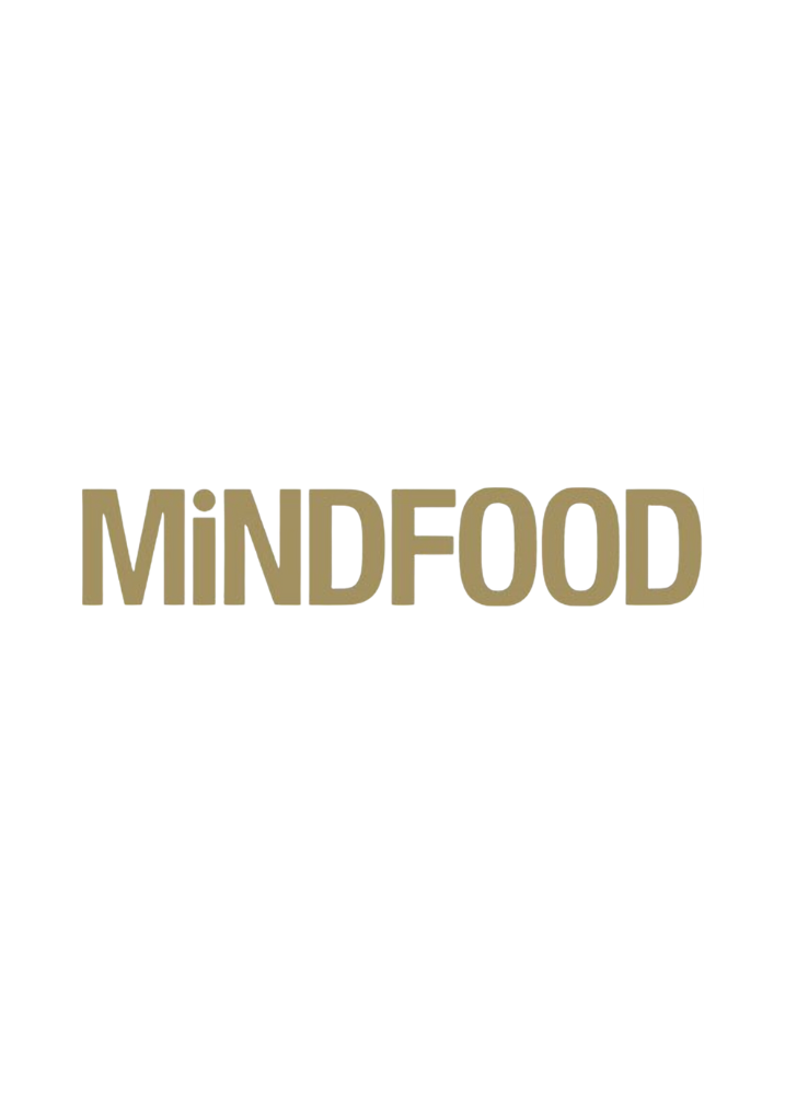 The word 'MIND FOOD' in large, bold, beige letters on a black background.