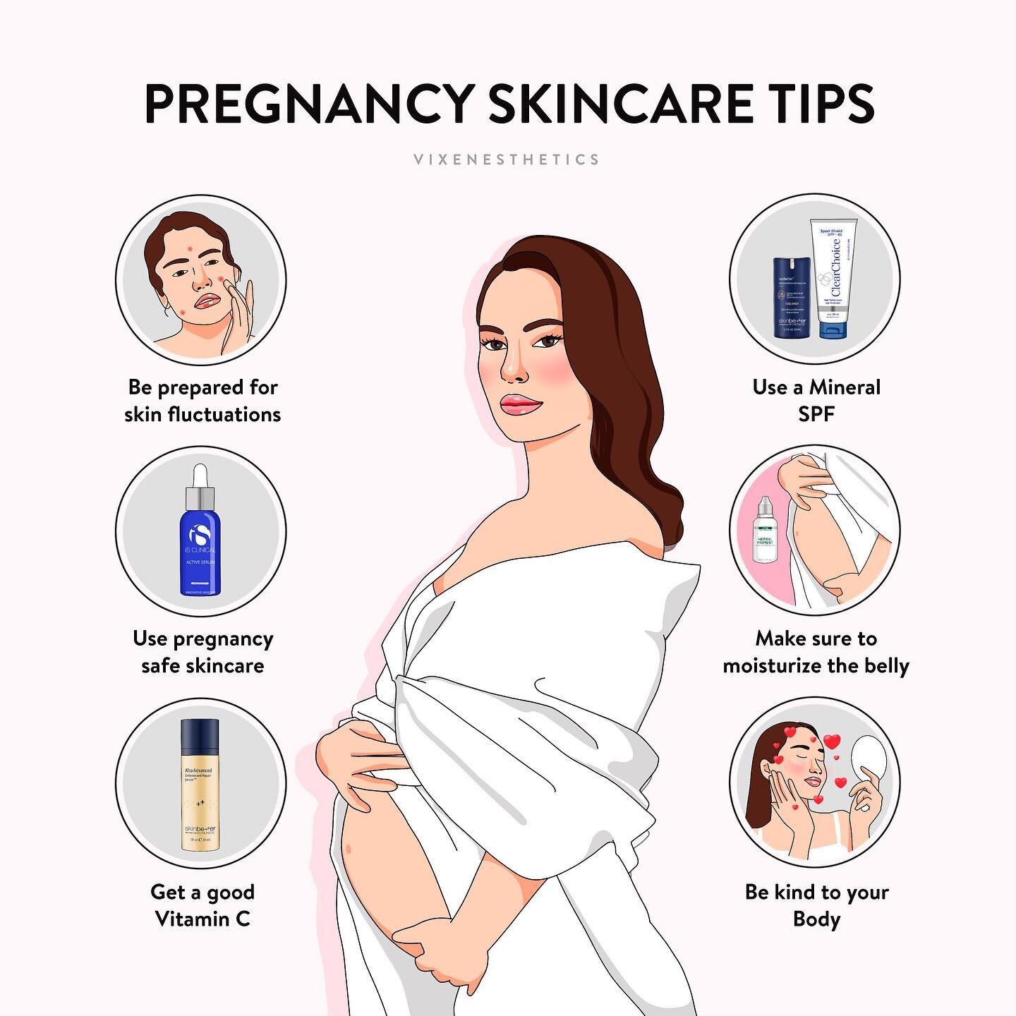 ✨Pregnancy Skincare Tips✨

🫶🏼 Your skin may experience fluctuations during pregnancy, but don't worry, it's normal! Especially hormonal acne &amp; increased sensitivity. 
🫶🏼 To keep your skin looking its best, use pregnancy-safe actives like iSCl