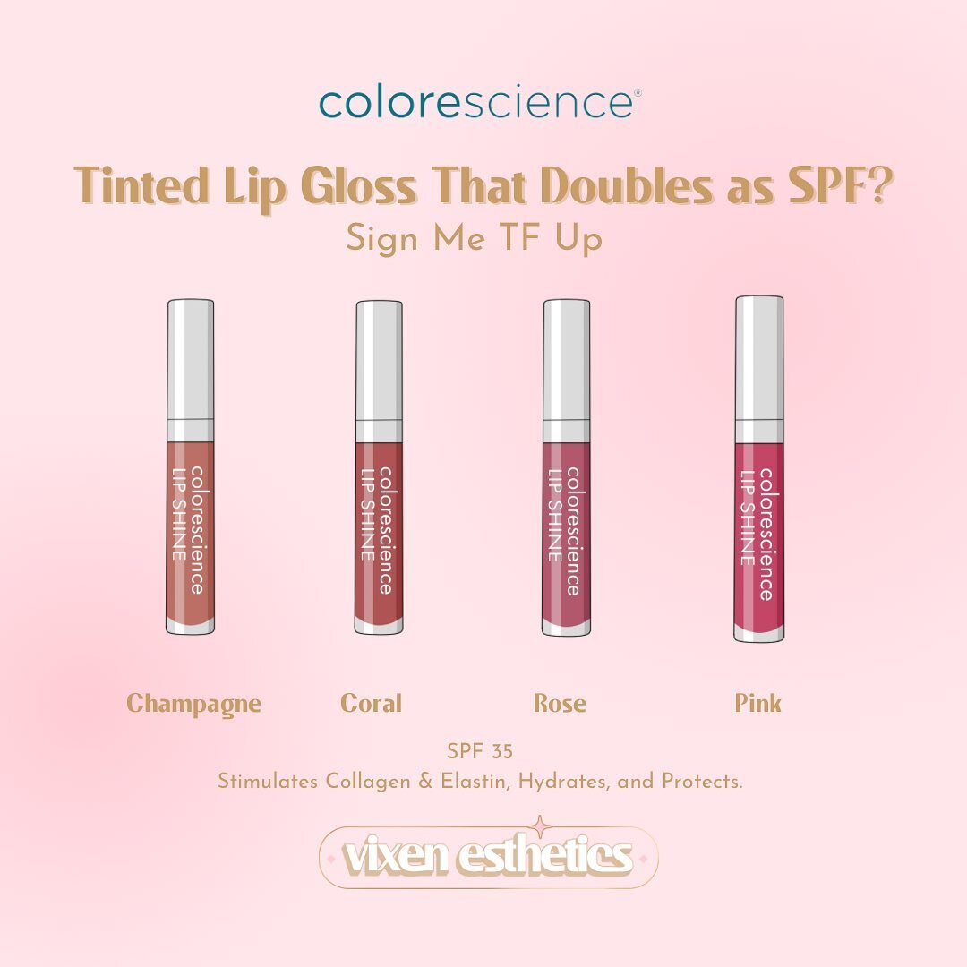 hot girls wear lip products that tint the lips AND protect from harmful UV rays 💋

the colorescience lip shines are my FAVORITE product - gives you gorgeous color &amp; shine while keeping those lips looking YOUNG (because who wants crusty lips let&