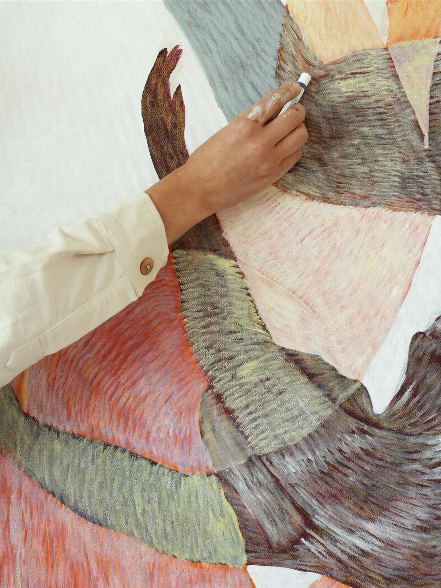 A moment for the colour palette. Dreamy. But also can we get some loving for this beautiful new one piece gifted by @__onekta. It&rsquo;s like painting in a beautifully tailored, organic blank canvas - my fave are the hand made buttons. Diviiiiiiine 