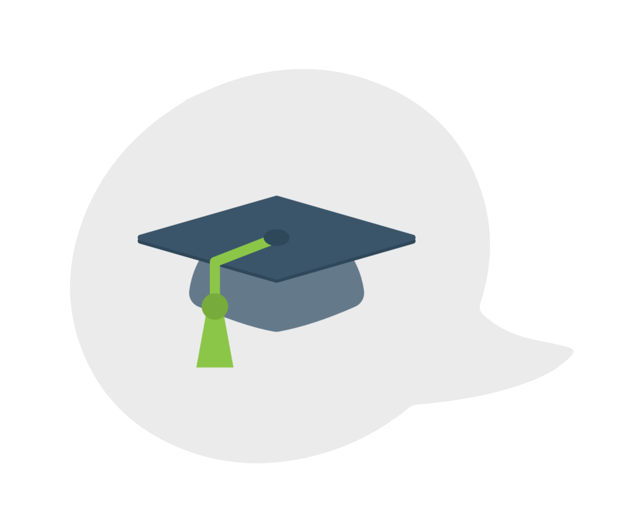 Illustration of a graduation cap with a green tassel.