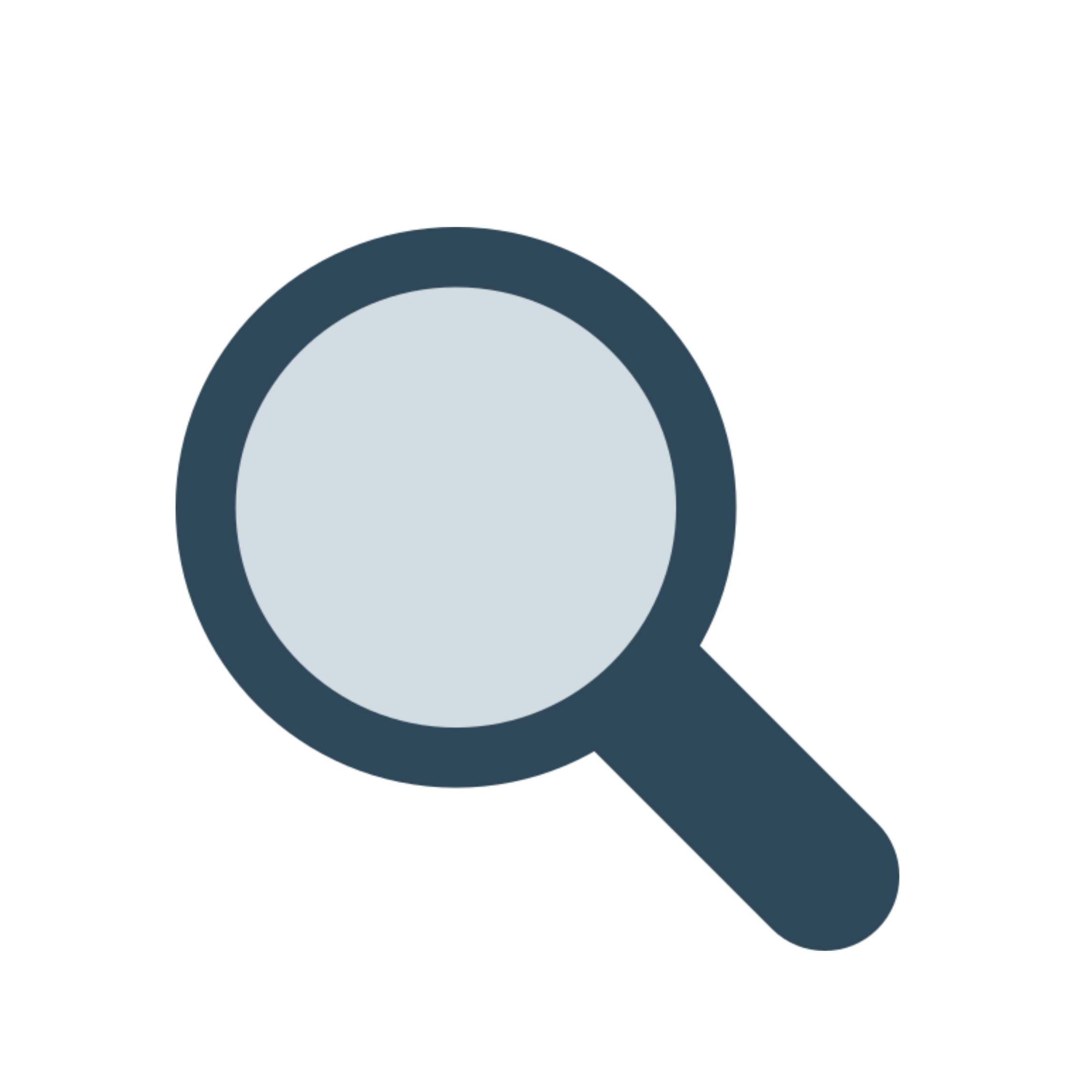 Magnifying glass icon with a dark gray handle and a light gray lens.