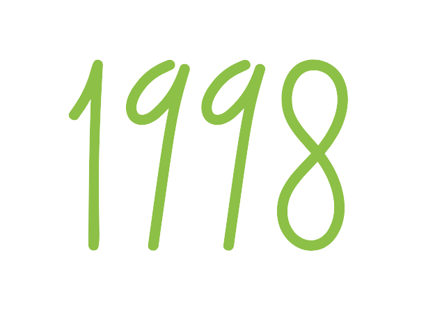 Green handwritten numbers '1998' on a black background.