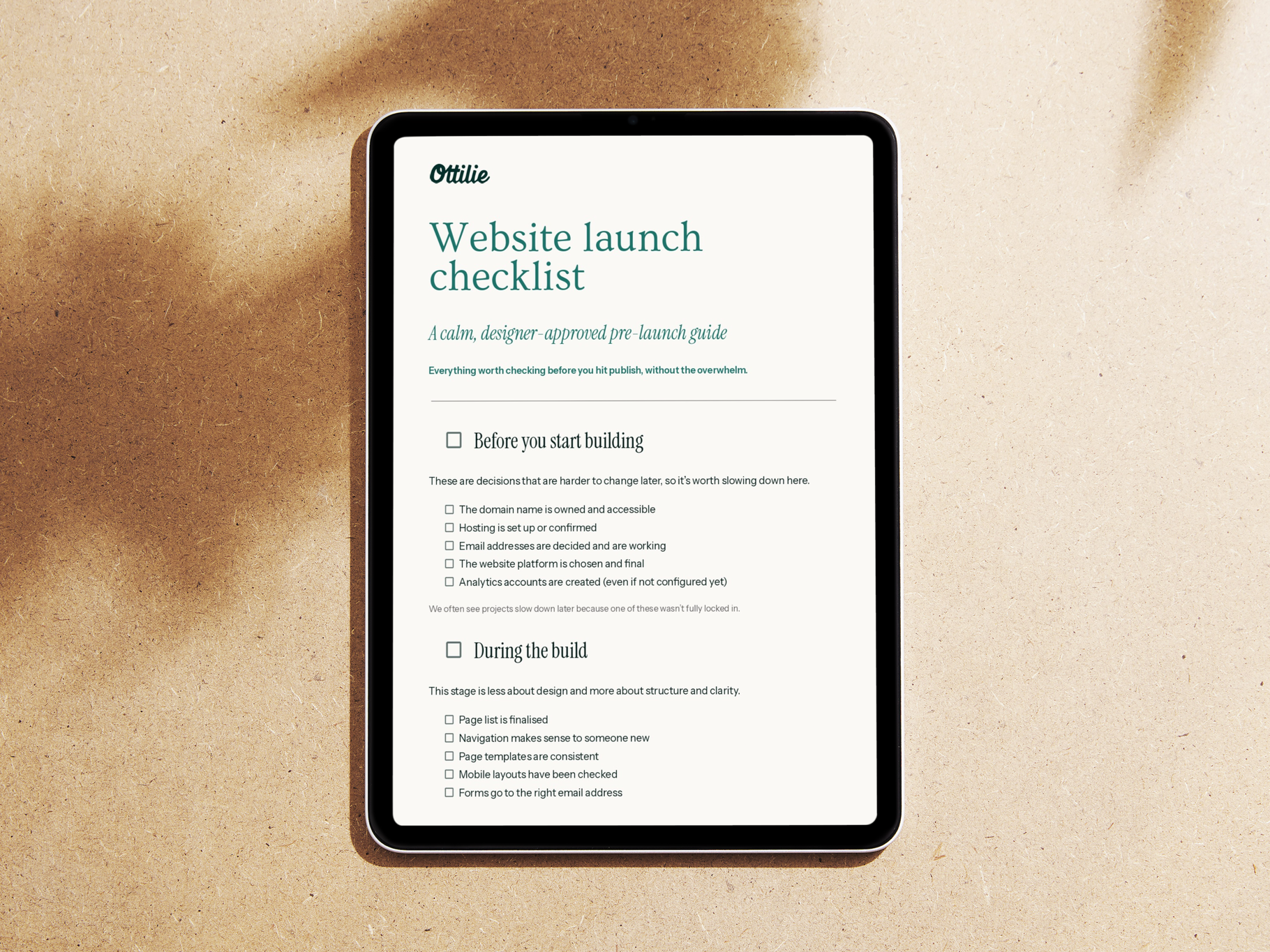 Free business resources and templates | Ottilie Studio