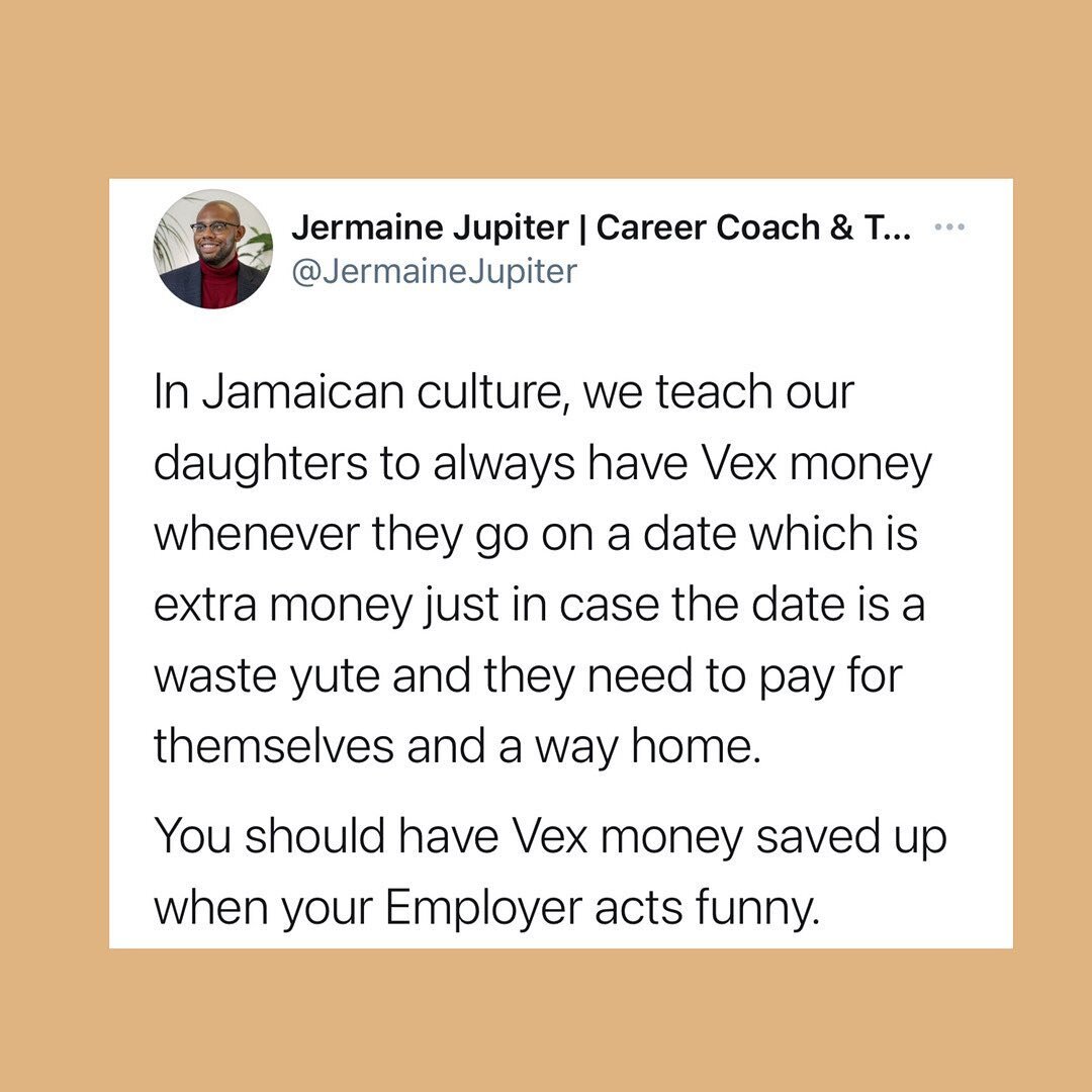 The tweet that inspired today&rsquo;s IG Live with Danica. Get that TFSA and high interest saving account BUMPING so you can ditch a no-good employer at anytime. Protect yourself at all costs.
⠀⠀⠀⠀⠀⠀⠀⠀⠀
Work your way up to at least 3 months of expens