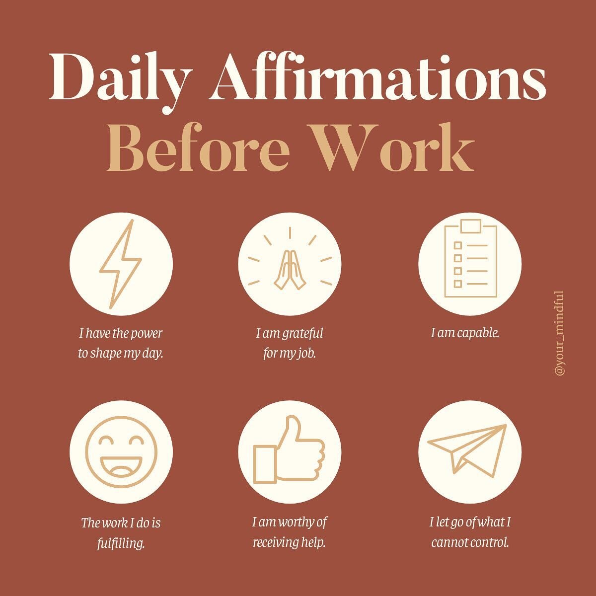 Say these in front of a mirror before you start your work day and see how your week changes 😍 #Affirmations #Meditation #Mindfulness