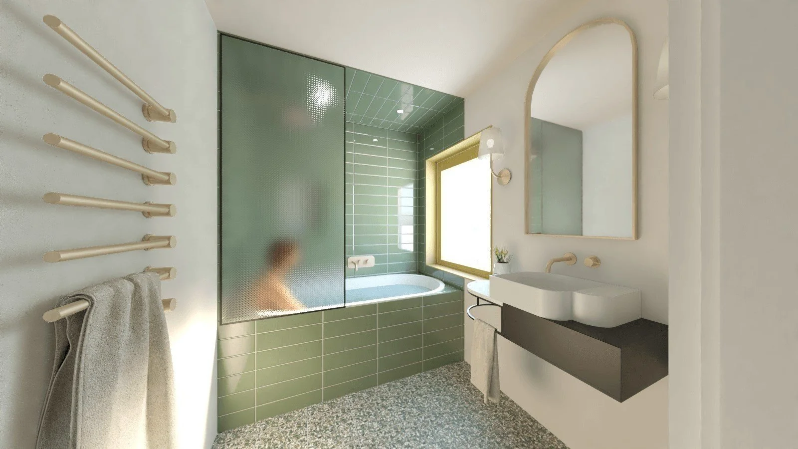 Hotelchique badkamer jaren ‘50 villa