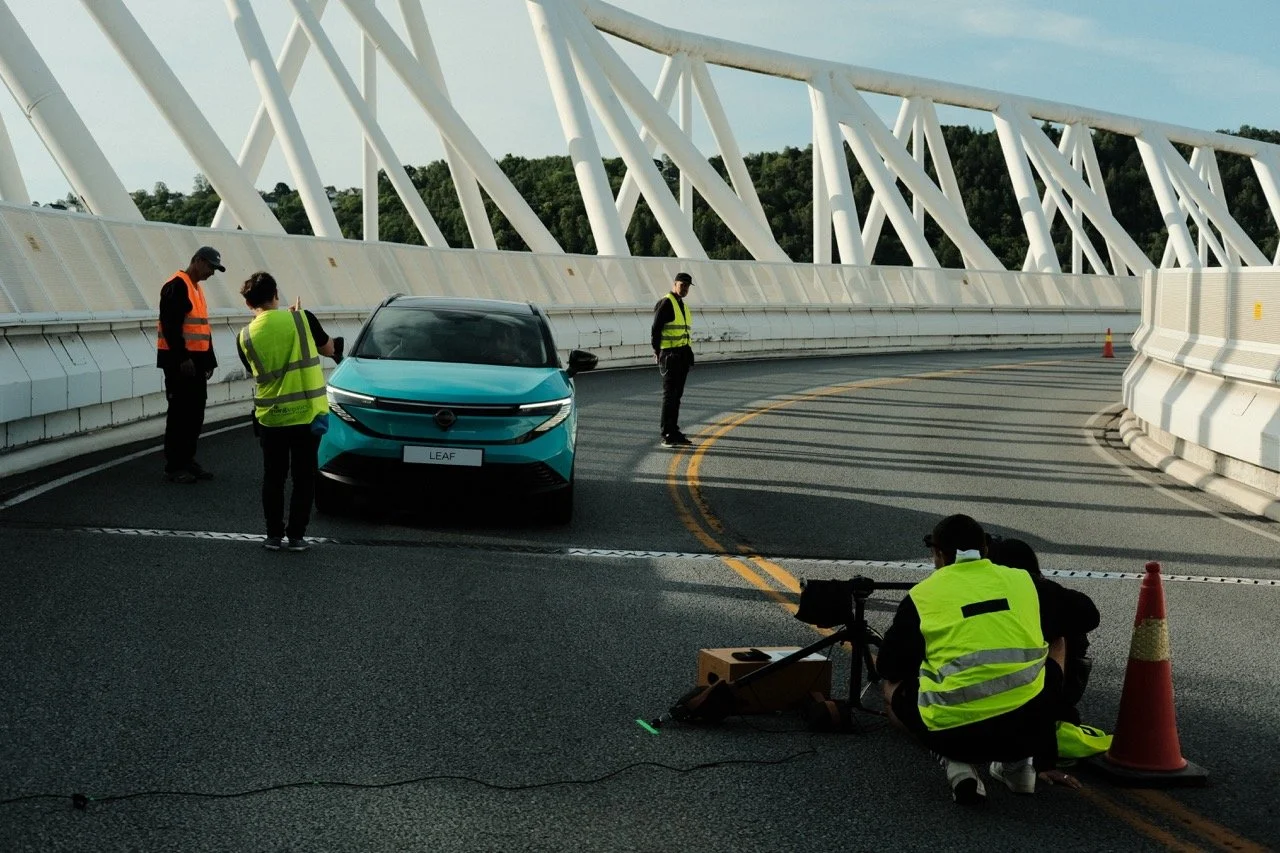 Behind the scene look at a photo production in Norway, Oslo. Car commercial on the street with road safety. Monky Productions Production Service Norway.