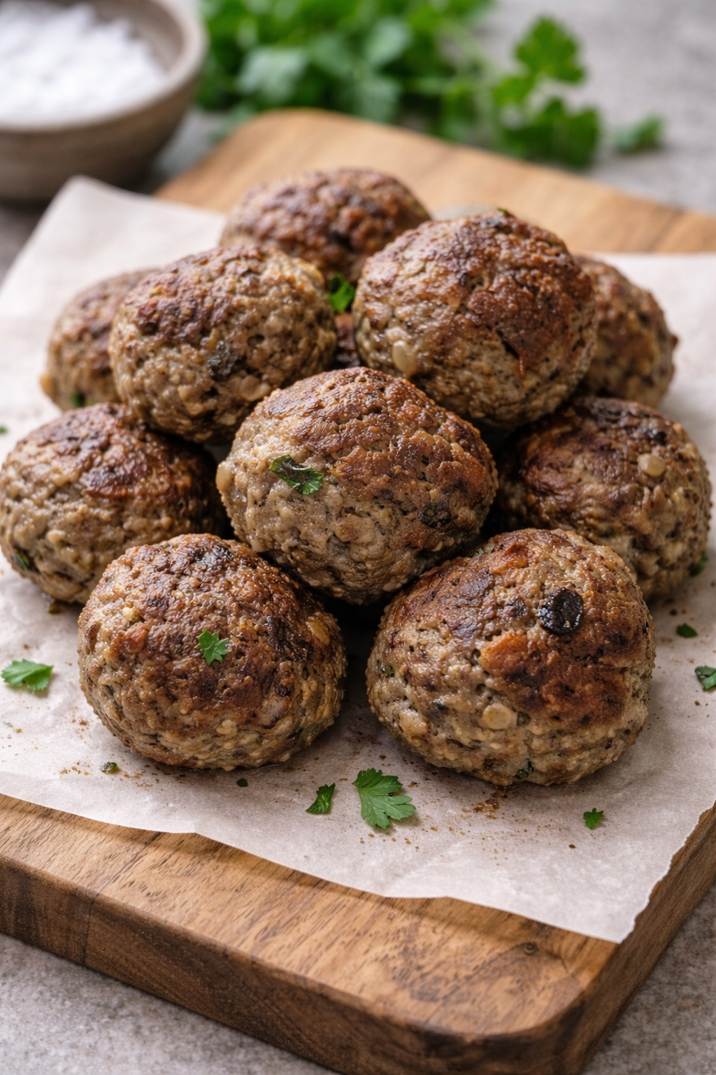 Batch-cooked juicy beef meatballs prepared for iron-rich, hormone-supportive meals