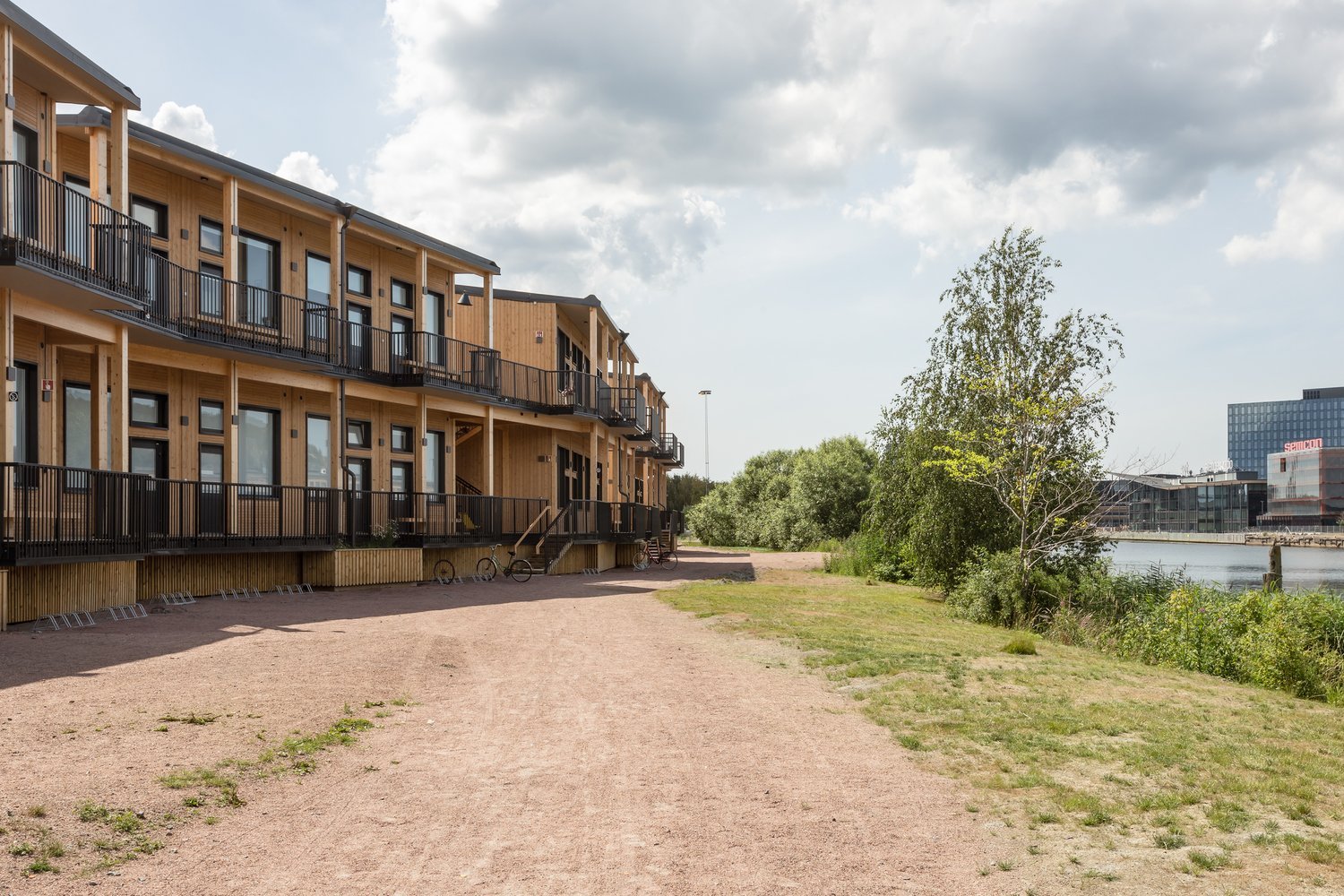 Exterior of accommodation near water in Gothenburg