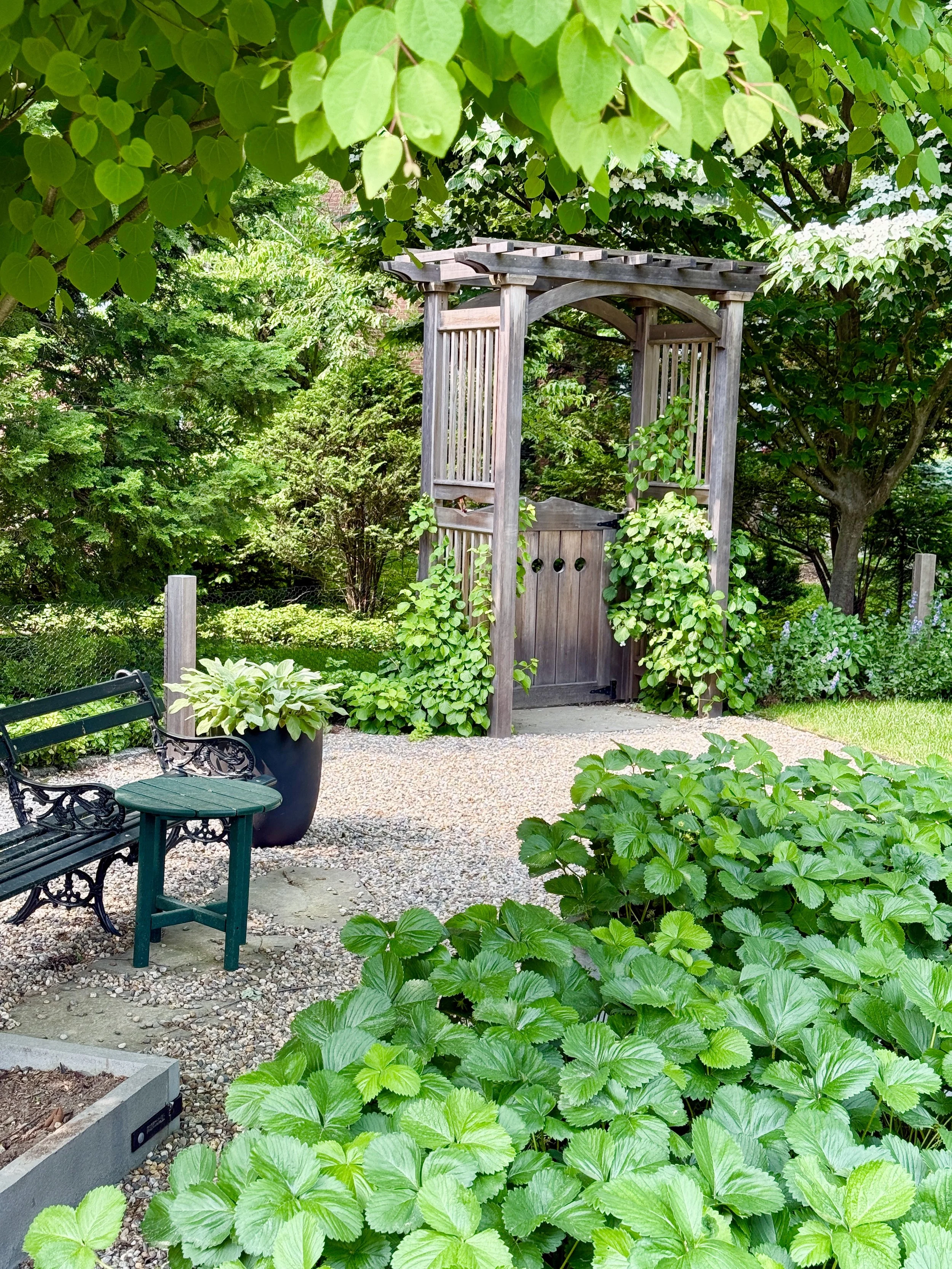 Beautiful garden arbor trellis, natural patina 2.jpg