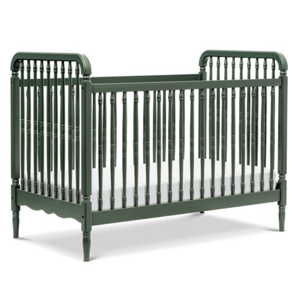 Liberty 3-In-1 Convertible Spindle Crib With Toddler Bed Conversion Kit, Forest Green