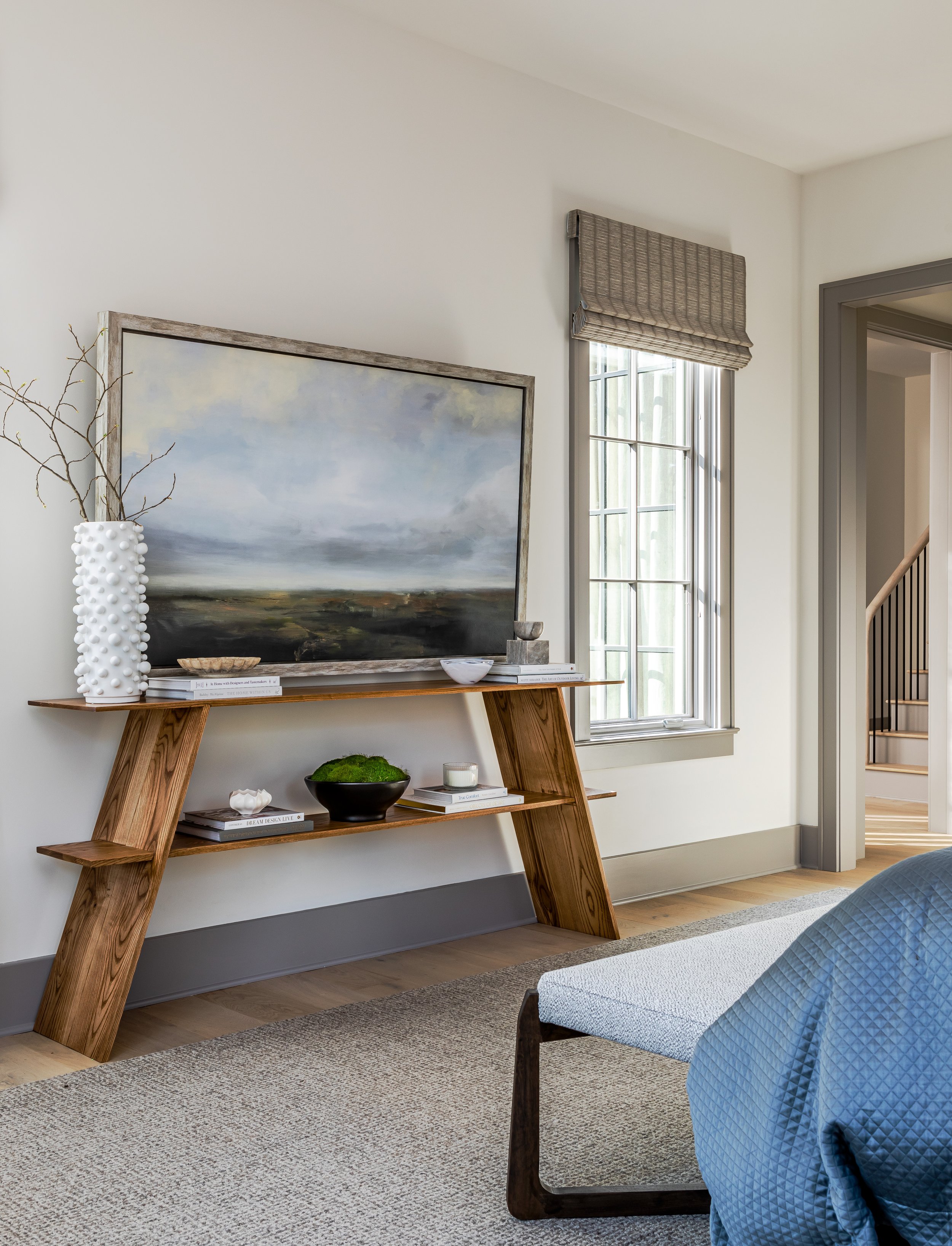 Rachael Bell Interior Design Bedroom Woven Wood Shades