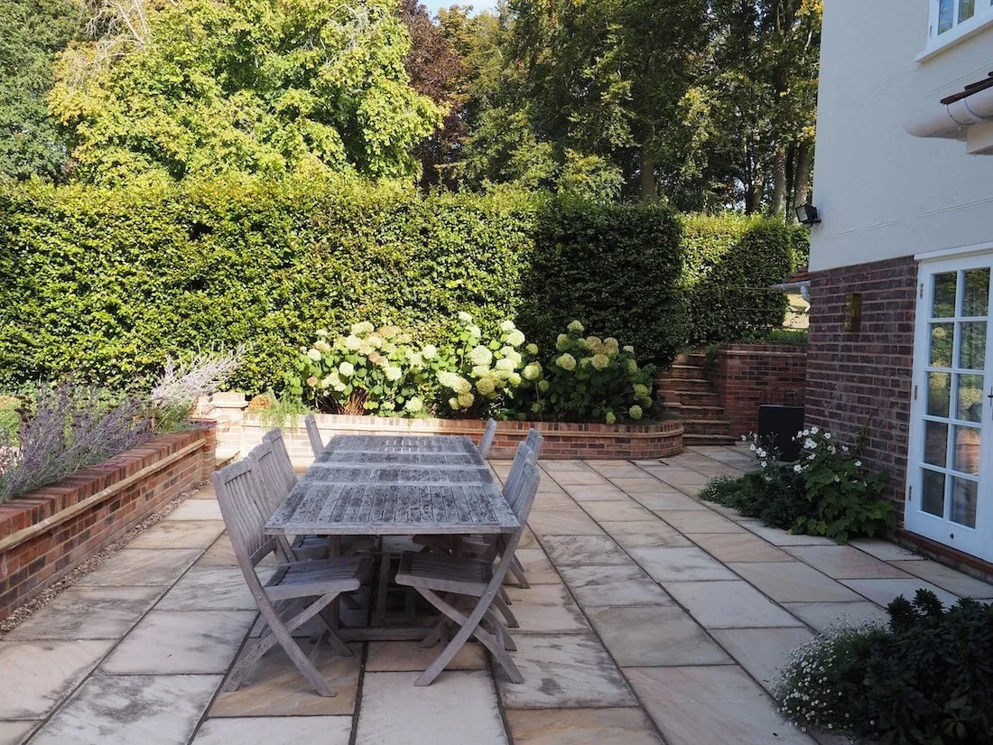 New patio softened by planting design