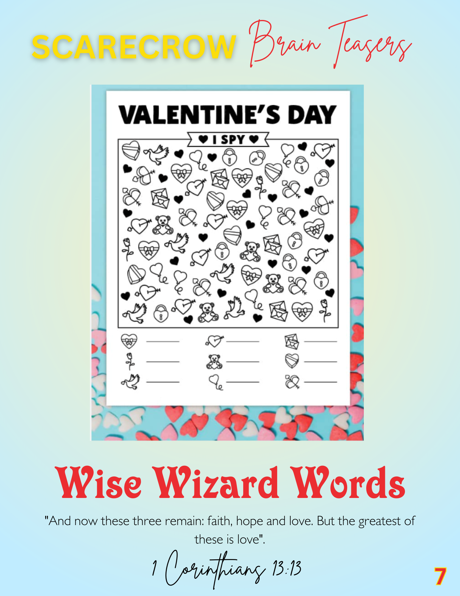 Valentines Day puzzle and uplifitng Bible Verse