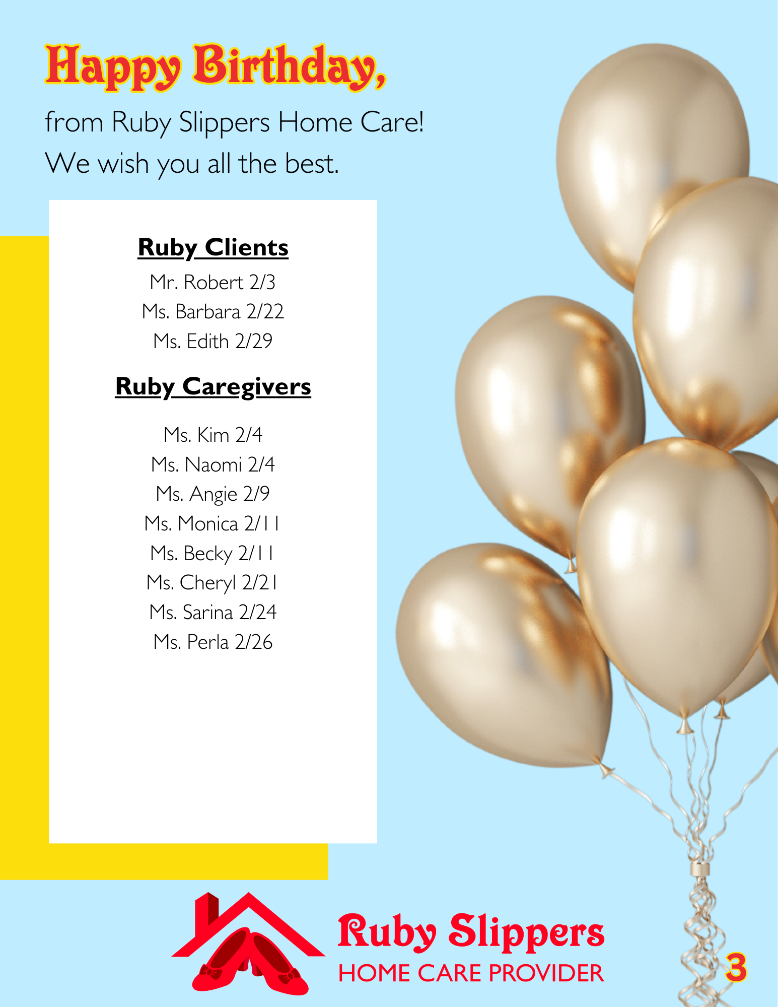 Happy Birthday from Ruby Slippers Care