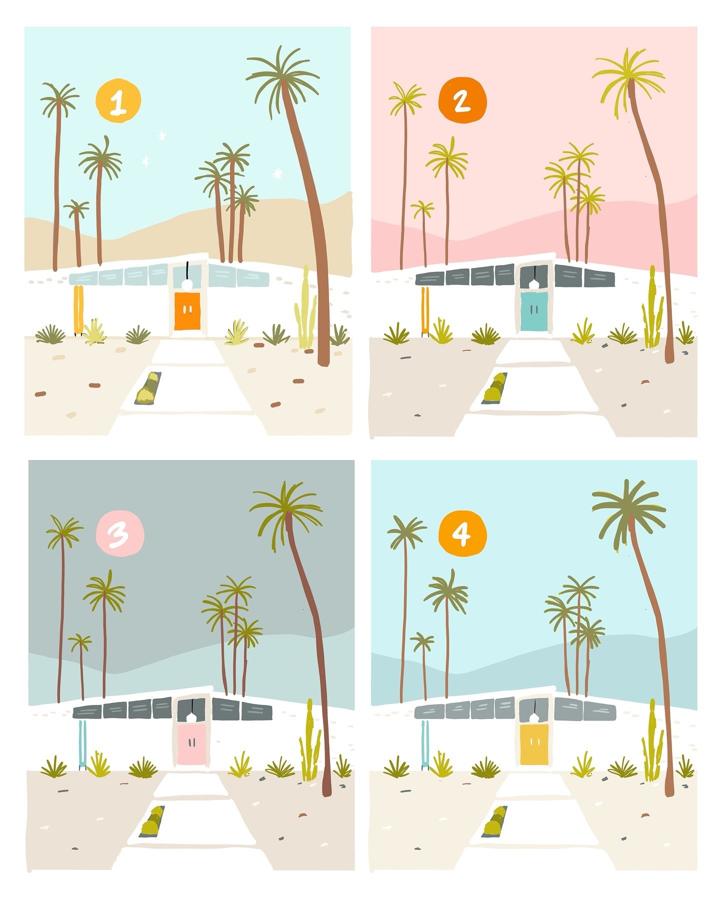 In between client projects, I&rsquo;ve been trying to work on my own personal projects which has involved a lot of illustration lately. Currently I&rsquo;m working on a Palm Springs inspired print (swipe to see my sketches) 

I&rsquo;m trying to choo