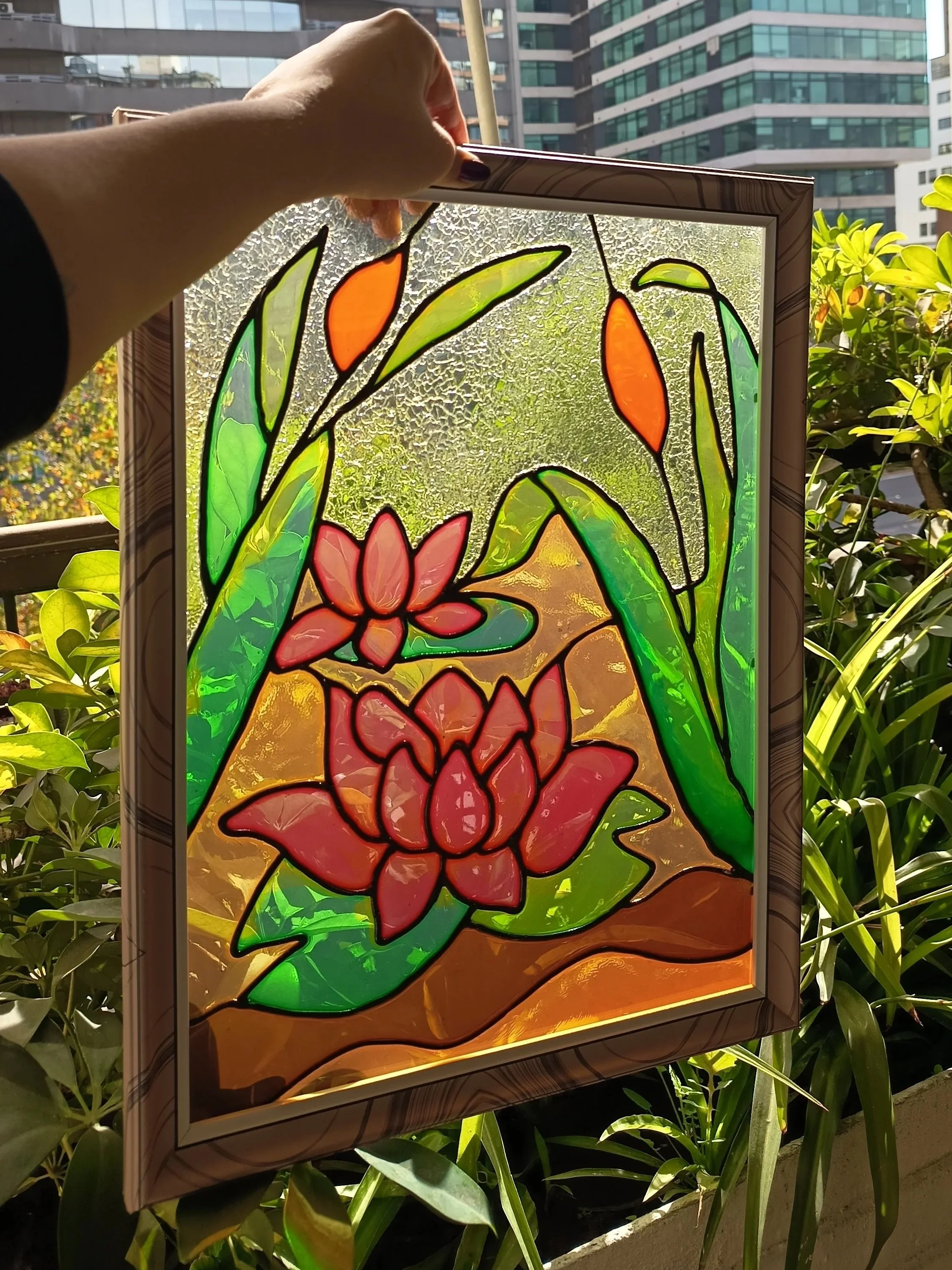 Cuadro vitral 30cm x 40cm Disponible $29.990 sin marco. Con marco de madera $39.990