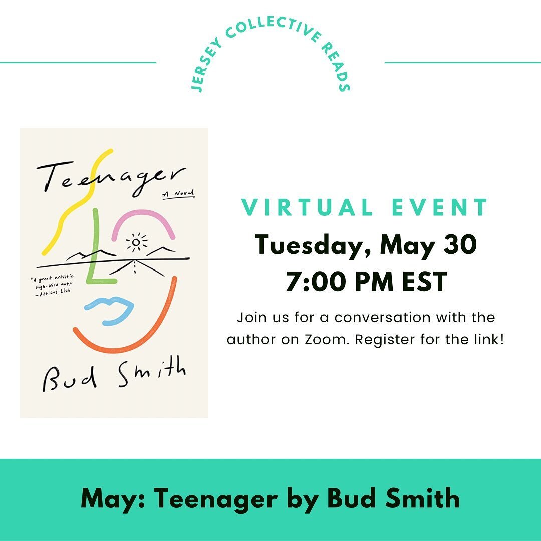 We are really looking forward to chatting with Bud Smith about Teenager and New Jersey! Register to join us for a fun discussion on Zoom on Tuesday, May 30 at 7:00 PM EST. (Link in profile!) 

If you want to read the book beforehand, get it from your