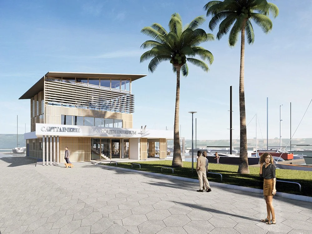 Conception d'un bâtiment de bureaux et restauration à la Marina
