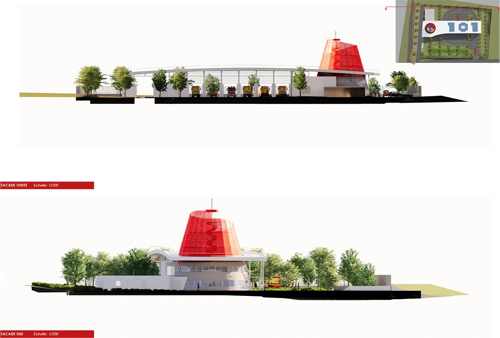Plan de facade sud ouest - CIS Marie Galante - Moma architecture