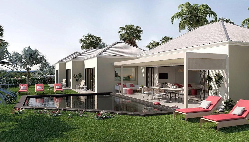 Ensemble de huit villas situé dans le lottissemlent Belles Rives qui fait face au lagon.