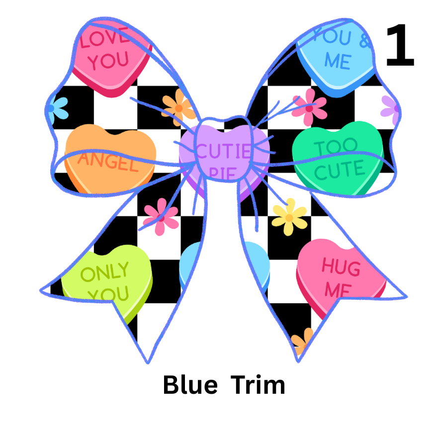 Valentines Conversation Heart Bows Choose From Numbers 1-9 Direct To Film Print, DTF Print, Ready To Press Print For T-Shirts