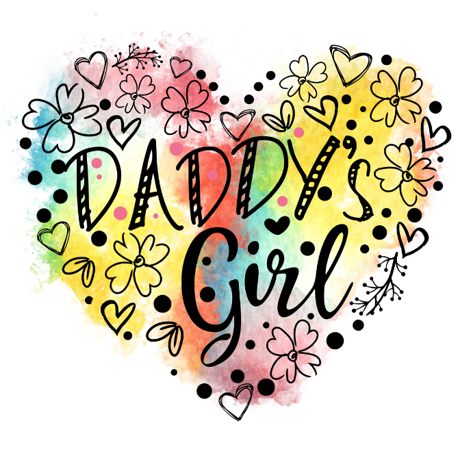 Daddy's Girl Rainbow Heart Direct To Film Print, DTF Print, Ready To Press Image for T-Shirts