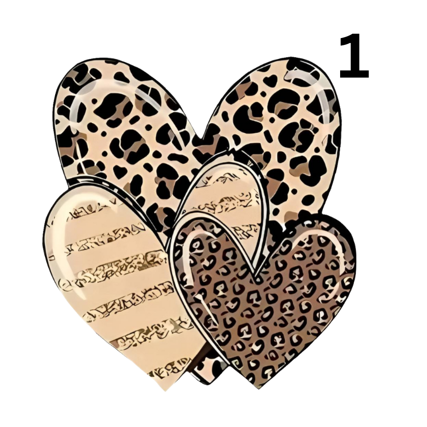 Heart Designs Leopard and Bows 2 Images To Choose From Direct To Film Print, DTF Print, Ready To Press Print For T-Shirts