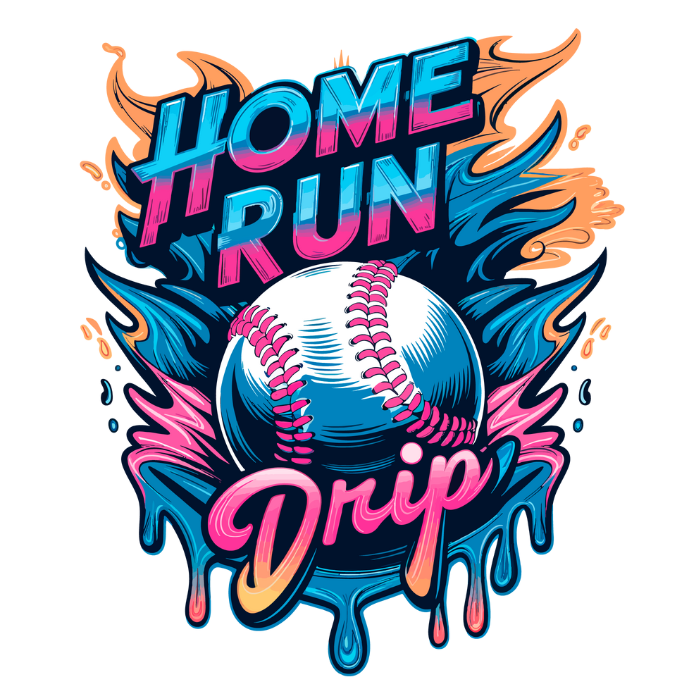 Home Run Drip Baseball Direct To Film Print, DTF Print, Ready To press Print For T-shirts