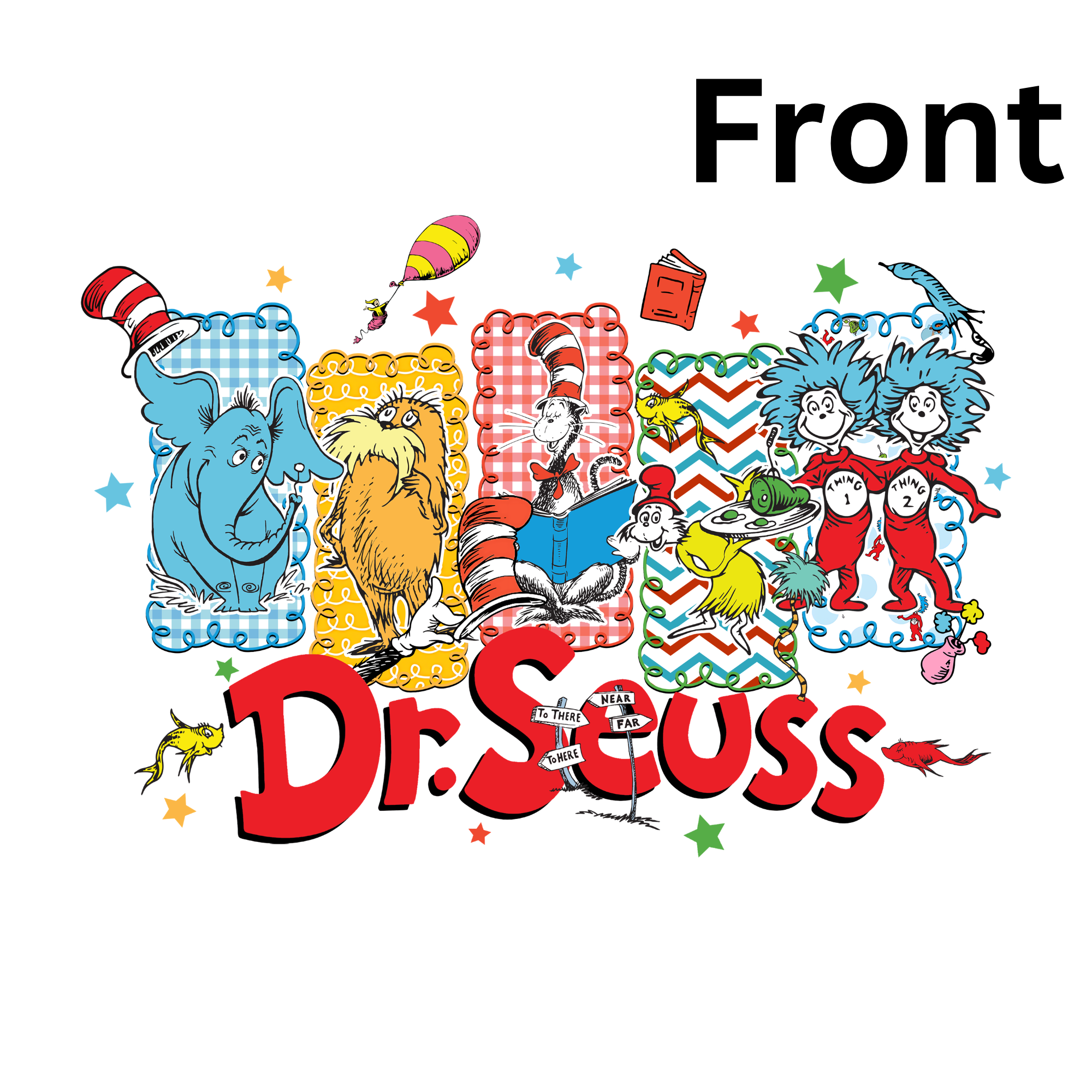 Dr Seuss Full Front and Back Designs DTF Print