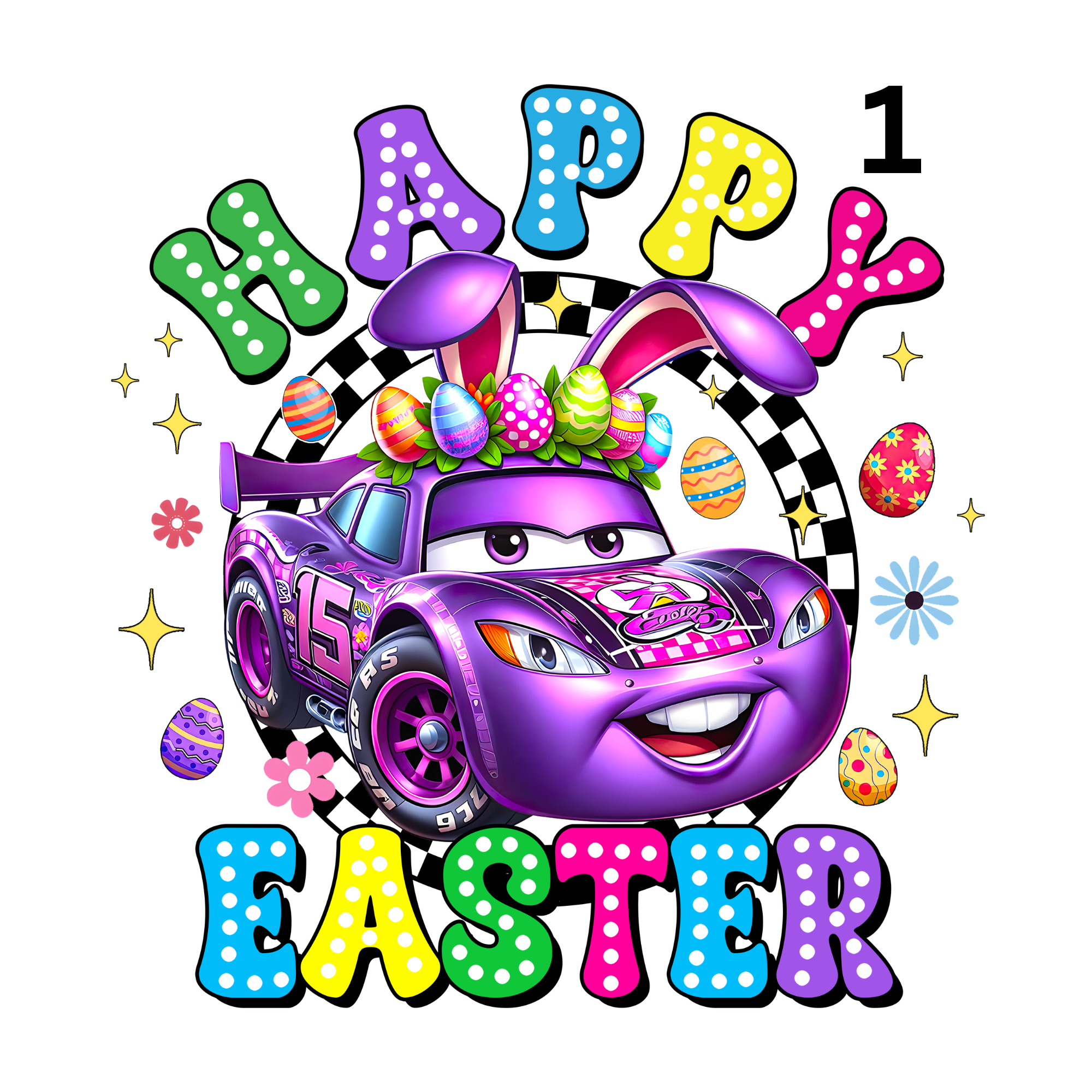 Happy Easter CARS 6 Designs To Choose from DTF Prints