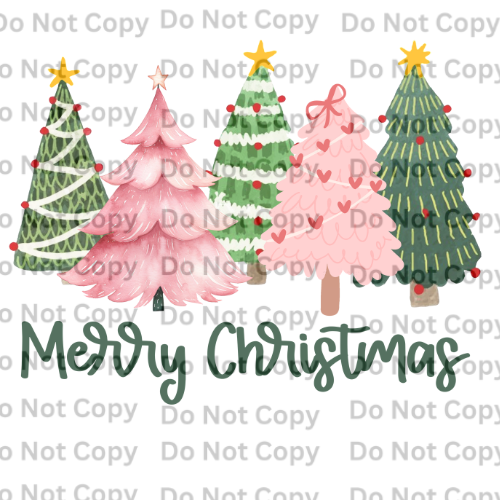 Pink and Green cgristmas Trees Merry C.png