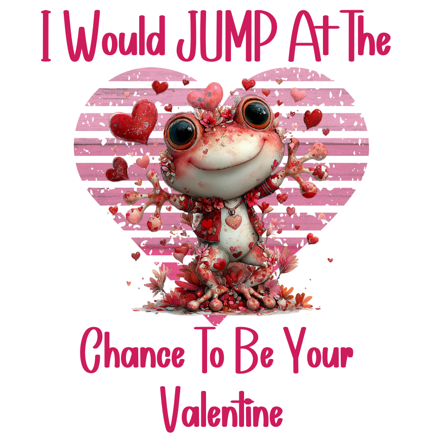 Valentine Frog Direct To Film Print, DTF Print, Ready To Press Print For T-Shirts