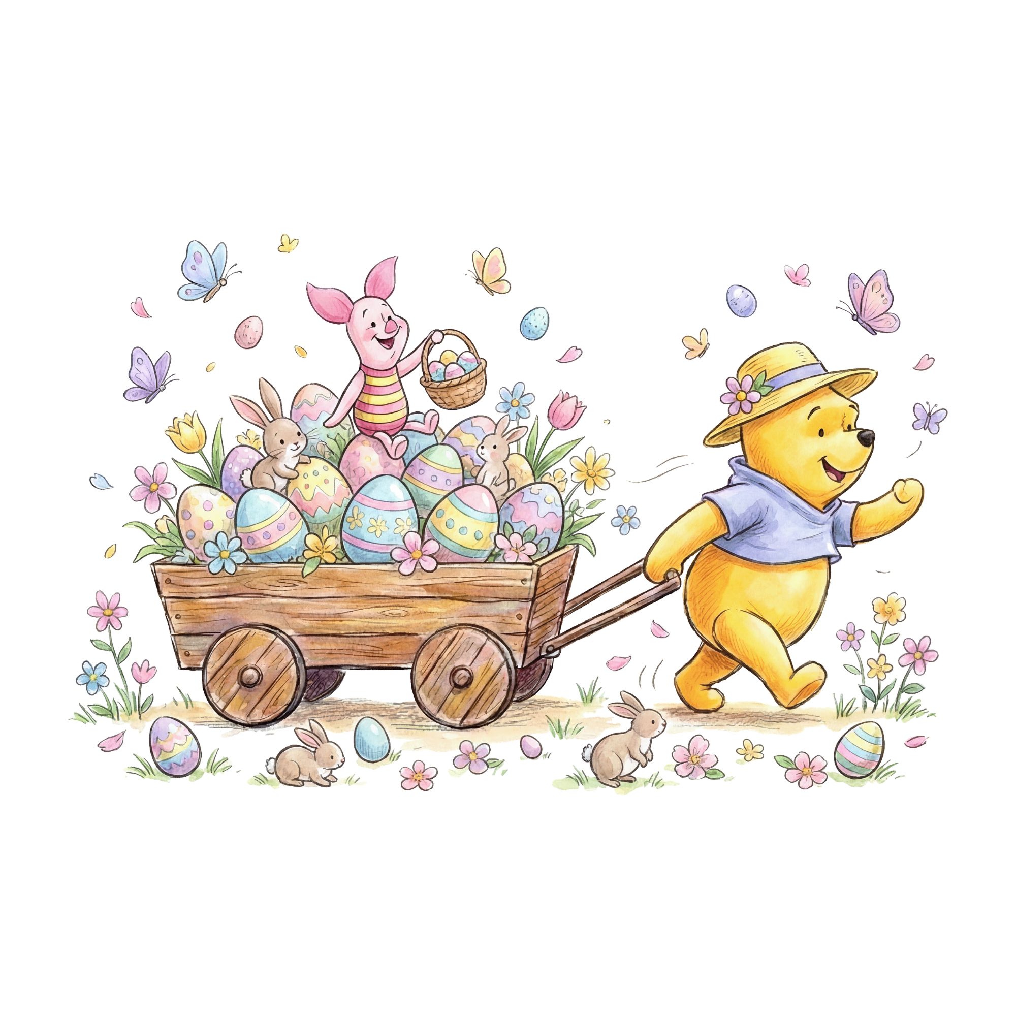 "Bear and Pig" Easter Design DTF Print