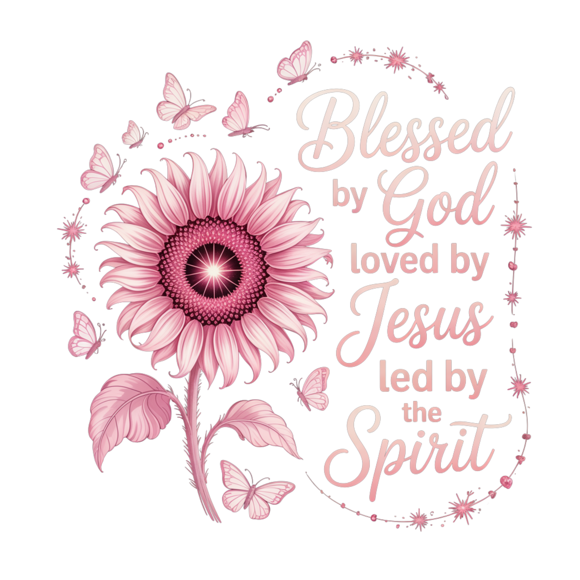 Blessed By God With Flower DTF Print